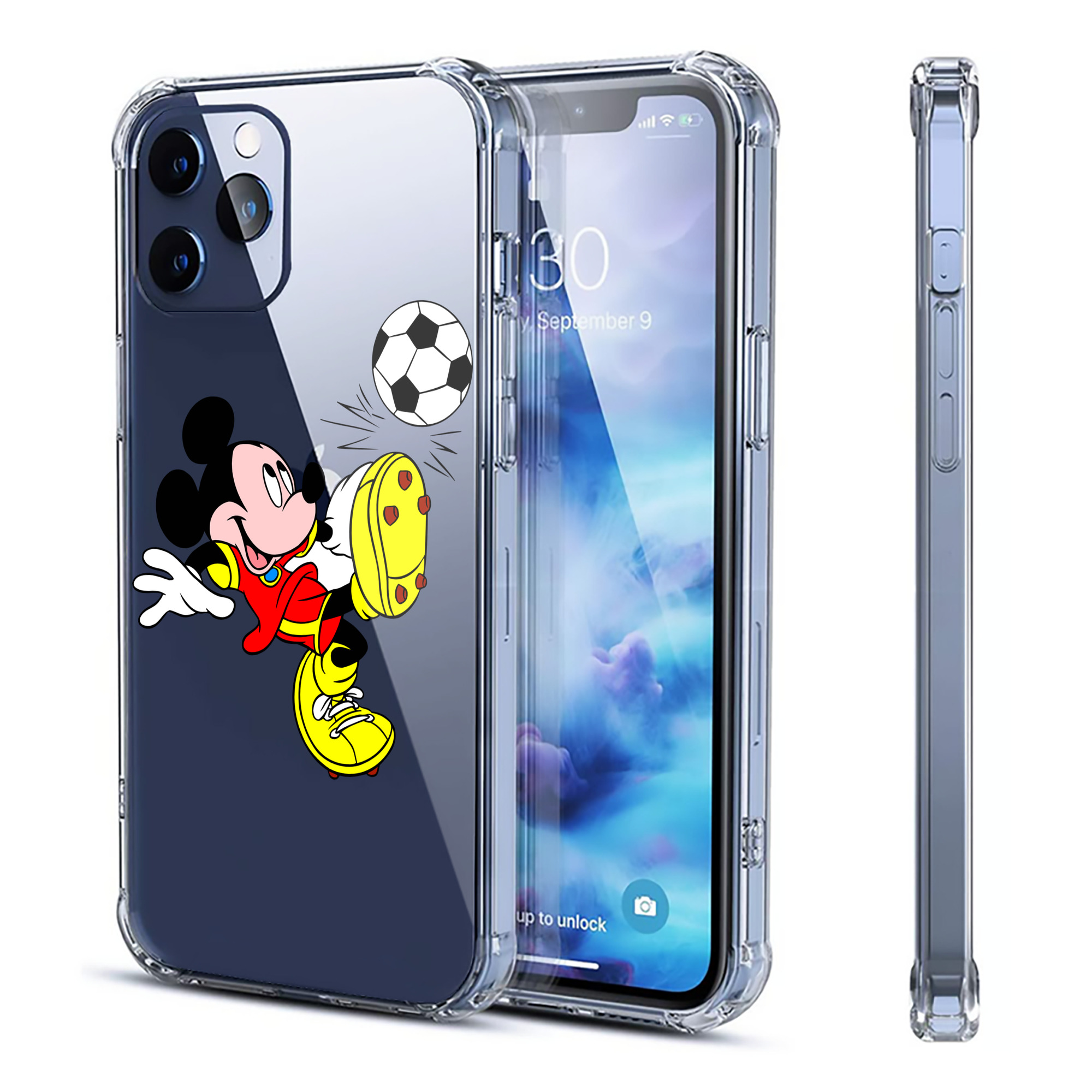 （画像用） ミッキーマウス Mickey Mouse 【iPhone 12シリーズ対応】透明スマホケース（クリアソフトケース）